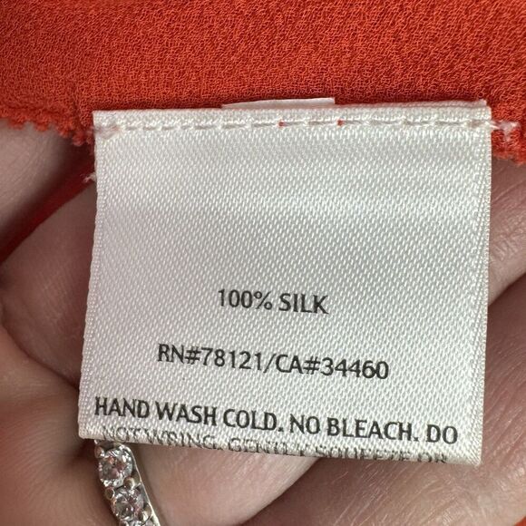 Eileen Fisher Chiffon Silk Tunic Blouse Size S Orange Slits Lagenlook Boho - Picture 6 of 7